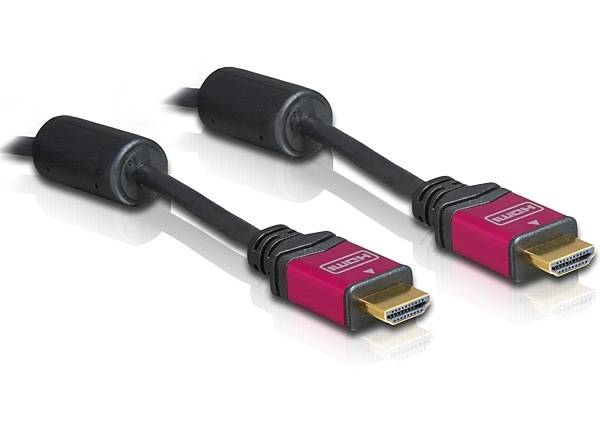 Delock HDMI Anschlusskabel HDMI-A Stecker, HDMI-A Stecker 3.00 m Rot/Schwarz 57903 vergoldete Steckkontakte, mit Ferritkern HDMI-Kabel