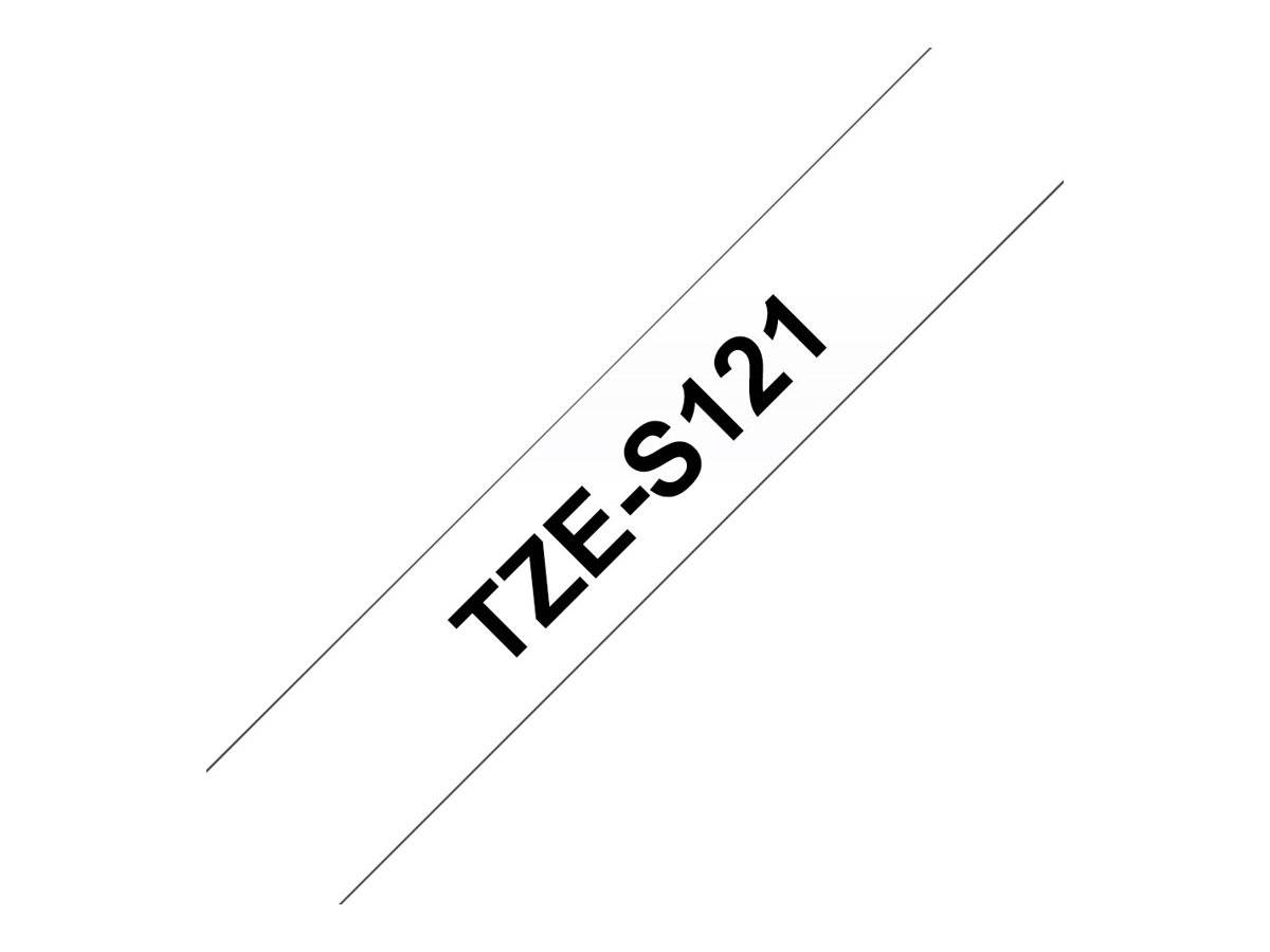 Brother TZe TZe-S121 Bandfarbe: Transparent Schriftfarbe:Schwarz 9mm 8m