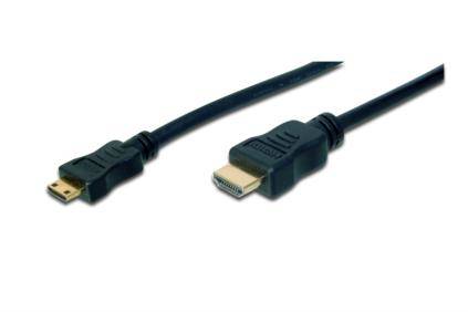 Digitus HDMI Anschlusskabel HDMI-A Stecker, HDMI-Mini-C Stecker 2.00 m Schwarz AK-330106-020-S vergoldete Steckkontakte HDMI-Kabel