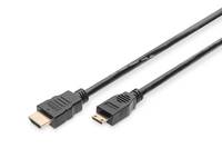 Digitus HDMI Anschlusskabel HDMI-A Stecker, HDMI-Mini-C Stecker 2.00 m Schwarz AK-330106-020-S vergoldete Steckkontakte HDMI-Kabel