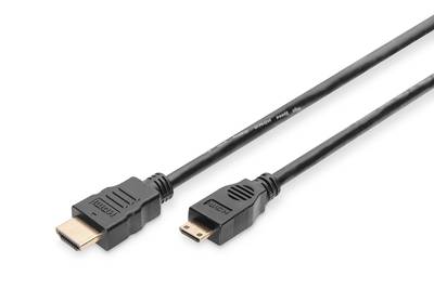 Digitus HDMI Anschlusskabel HDMI-A Stecker, HDMI-Mini-C Stecker 3.00 m Schwarz AK-330106-030-S vergoldete Steckkontakte HDMI-Kabel