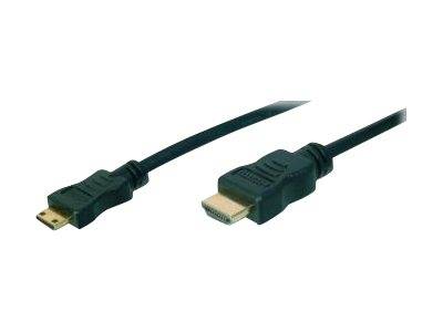 Digitus HDMI Anschlusskabel HDMI-A Stecker, HDMI-Mini-C Stecker 3.00 m Schwarz AK-330106-030-S vergoldete Steckkontakte HDMI-Kabel
