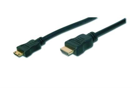 Digitus HDMI Anschlusskabel HDMI-A Stecker, HDMI-Mini-C Stecker 3.00 m Schwarz AK-330106-030-S vergoldete Steckkontakte HDMI-Kabel