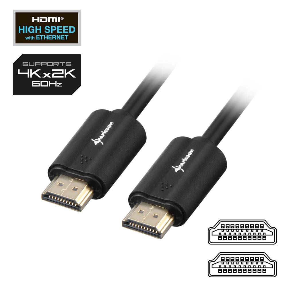 Sharkoon Kabel HMDI -> HDMI 4K 5m schwarz Multimedia-Technik HDMI-Kabel