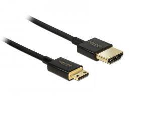Delock HDMI Anschlusskabel HDMI-A Stecker, HDMI-Mini-C Stecker 2.00 m Schwarz 84778 4K UHD, vergoldete Steckkontakte HDMI-Kabel