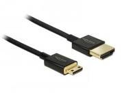Delock HDMI Anschlusskabel HDMI-A Stecker, HDMI-Mini-C Stecker 2.00 m Schwarz 84778 4K UHD, vergoldete Steckkontakte HDMI-Kabel