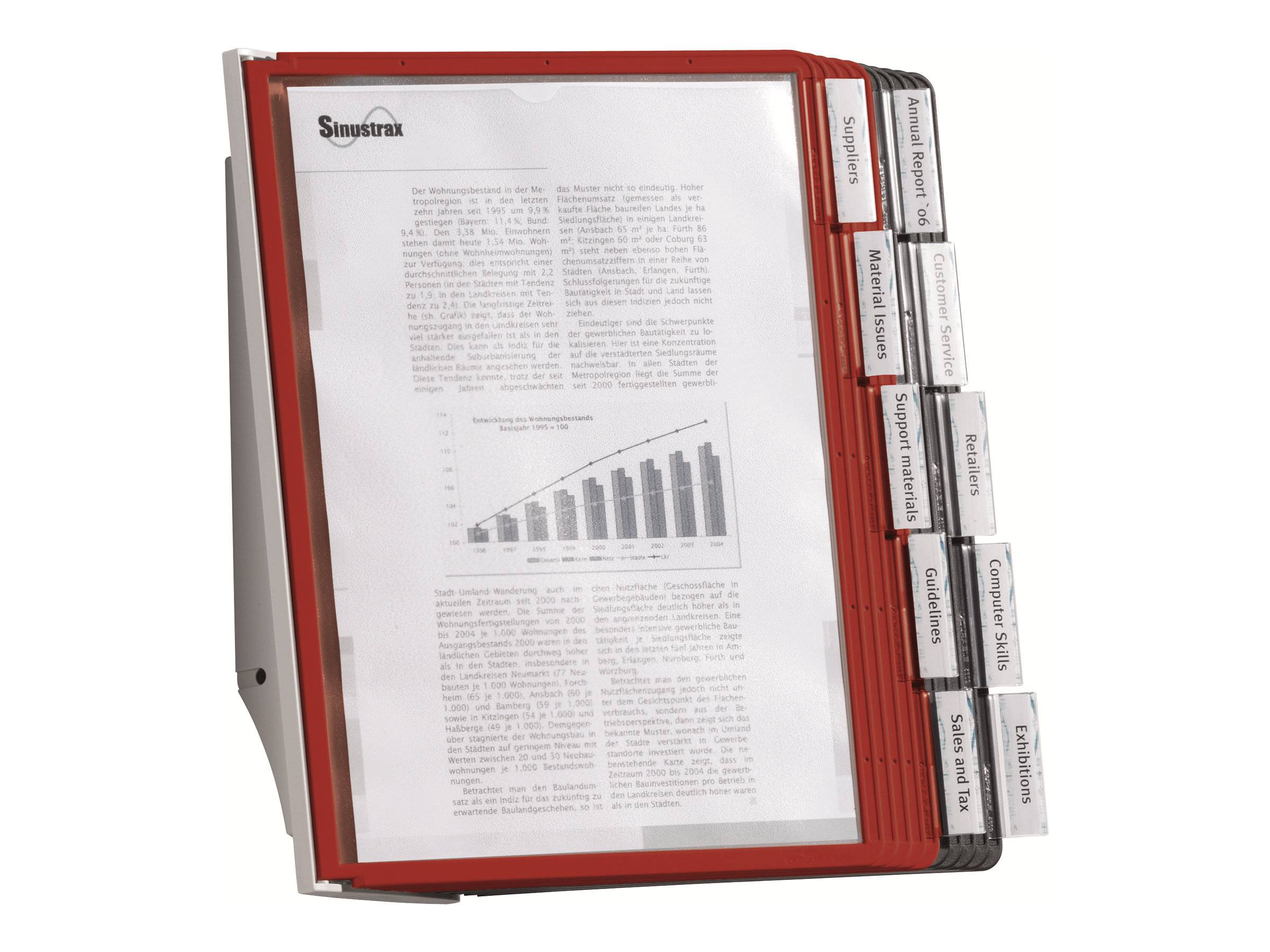 Durable Sichttafelwandhalter SHERPA WALL 10 - 5631 Rot, Schwarz DIN A4 Anzahl der mitgelieferten Sichttafeln 10
