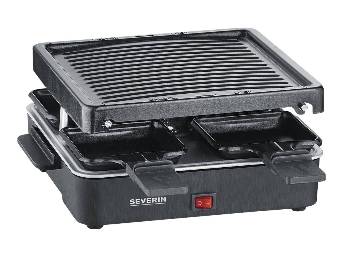 Severin 2370 Raclette Antihaftbeschichtung, 4 Pfännchen, Grillfunktion Schwarz
