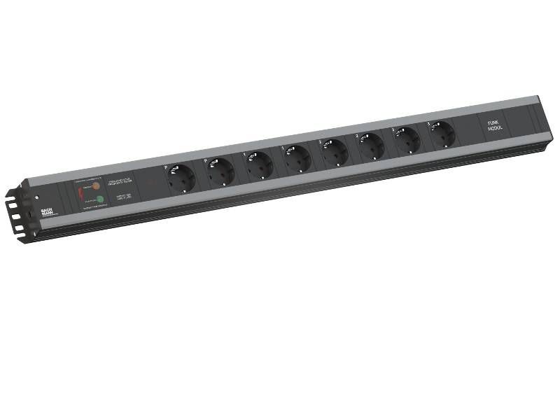 Bachmann 300.050 Steckdosenleiste mit Schalter Schwarz, Aluminium Schutzkontakt