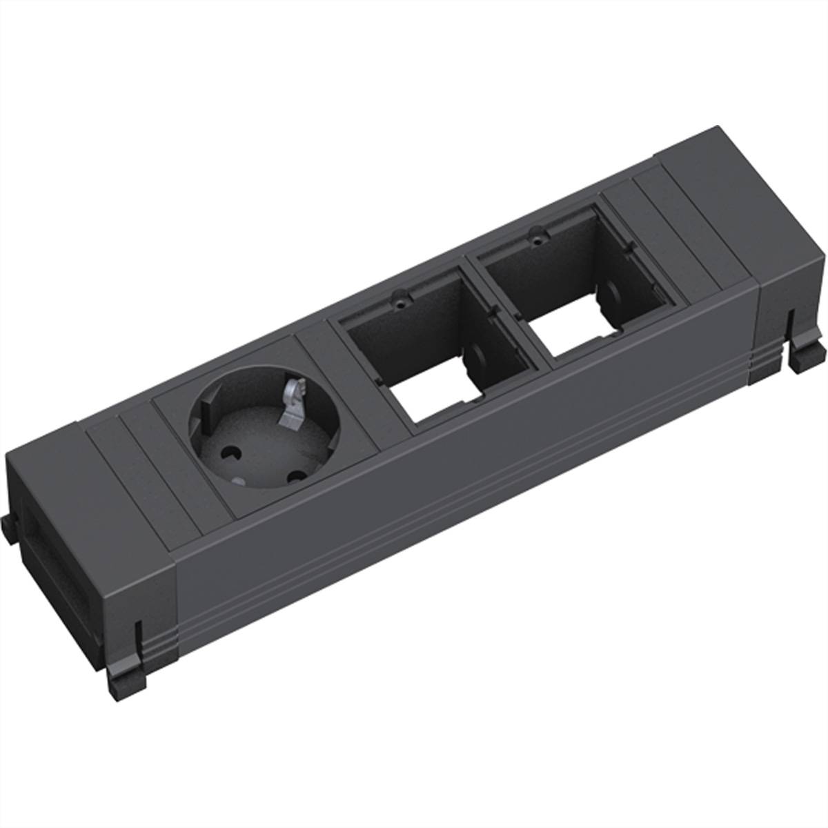 Bachmann 916.061 Steckdosenleiste ohne Schalter Aluminium, Schwarz Schutzkontakt
