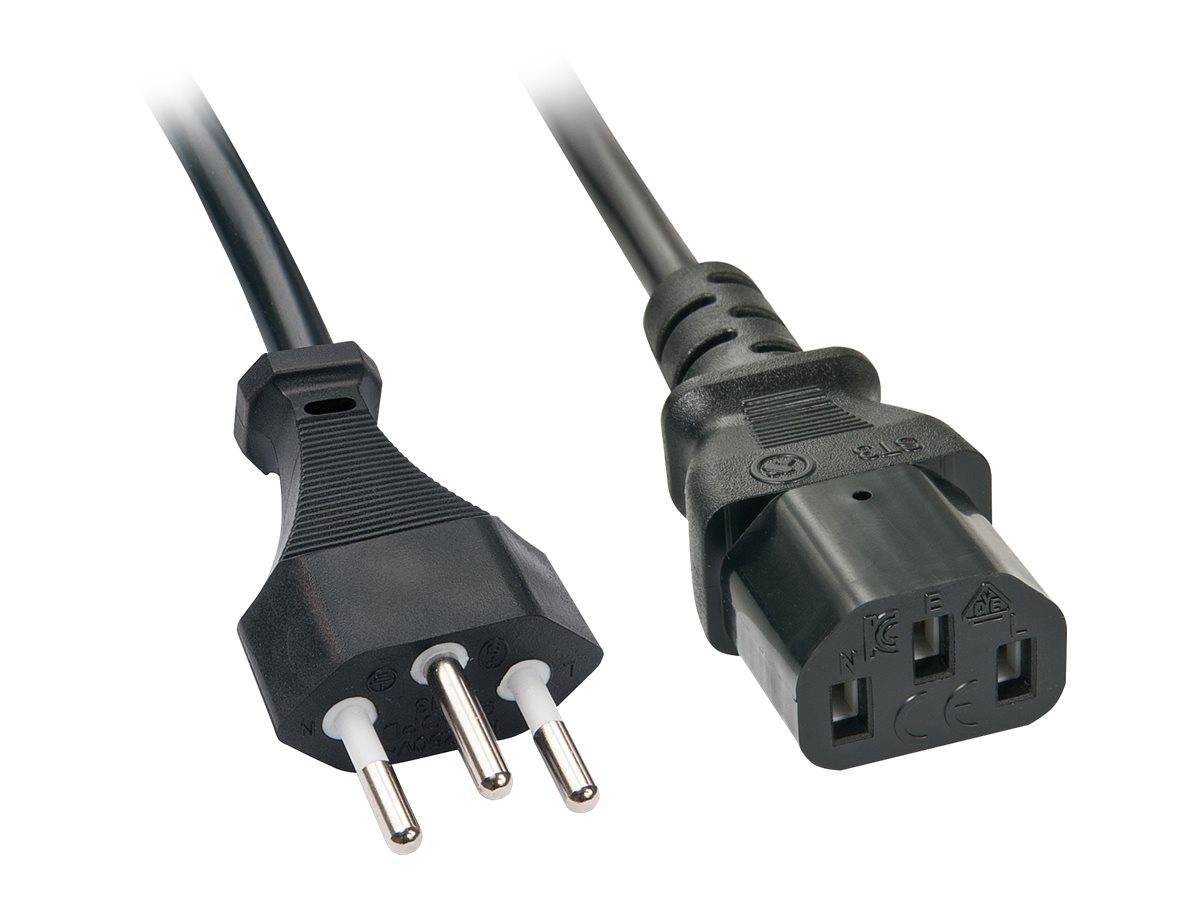 LINDY Strom Anschlusskabel [1x Schweiz-Stecker - 1x Kaltgeräte-Buchse C13] 2.00 m Schwarz