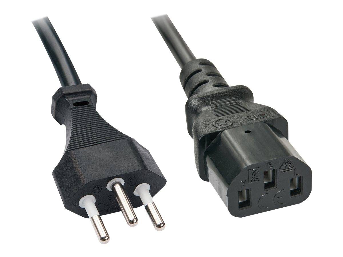 LINDY Strom Anschlusskabel [1x Schweiz-Stecker - 1x Kaltgeräte-Buchse C13] 3.00 m Schwarz
