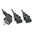 LINDY Strom Y-Kabel [1x Schutzkontakt-Stecker - 2x Kaltgeräte-Buchse C13] 2.00m Schwarz