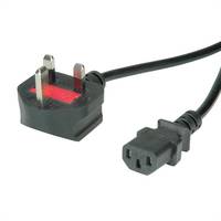 VALUE UK Netzkabel, gerade IEC-Buchse, 10A, schwarz, 1,95 m