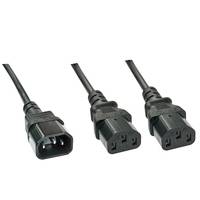 LINDY Strom Y-Kabel [1x Kaltgeräte-Stecker C14 - 2x Kaltgeräte-Buchse C13] 1.00 m Schwarz