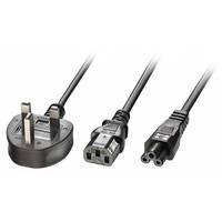 LINDY Strom Y-Kabel [1x UK-Stecker - 2x Kaltgeräte-Buchse C13, Kleeblatt-Buchse C5] 2.50 m Schwarz