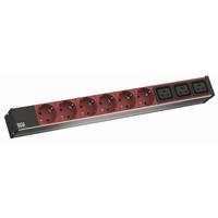 Bachmann 800.2333 19 Zoll Netzwerkschrank-Steckdosenleiste 1 HE Schutzkontaktsteckdose Grau, Schwarz, Rot