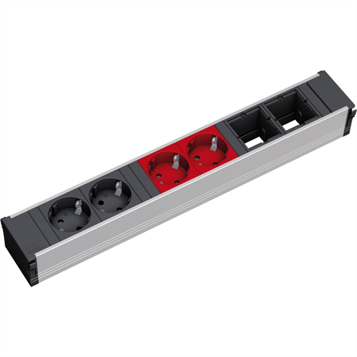 Bachmann 912.025 Steckdosenleiste ohne Schalter Aluminium, Schwarz Schutzkontakt
