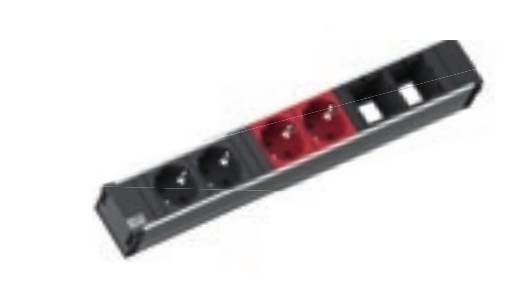 Bachmann 912.025 Steckdosenleiste ohne Schalter Aluminium, Schwarz Schutzkontakt