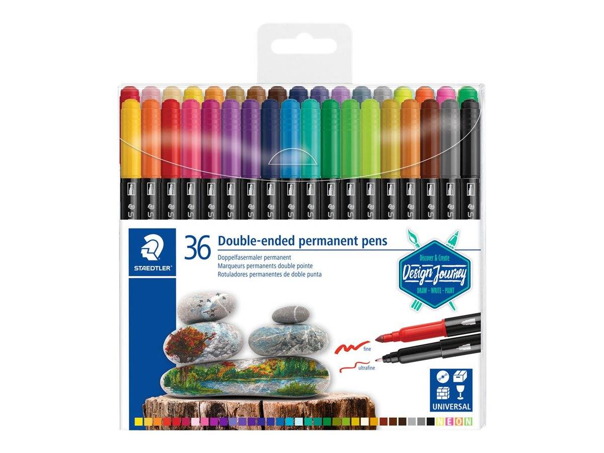 STAEDTLER 3187 - Doppelspitzenfilzstift - permanent - Neon-Farben (sortiert)