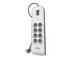 Belkin BSV804vf2M Überspannungsschutz-Steckdosenleiste 8fach Weiß, Grau Schutzkontakt 1 St.