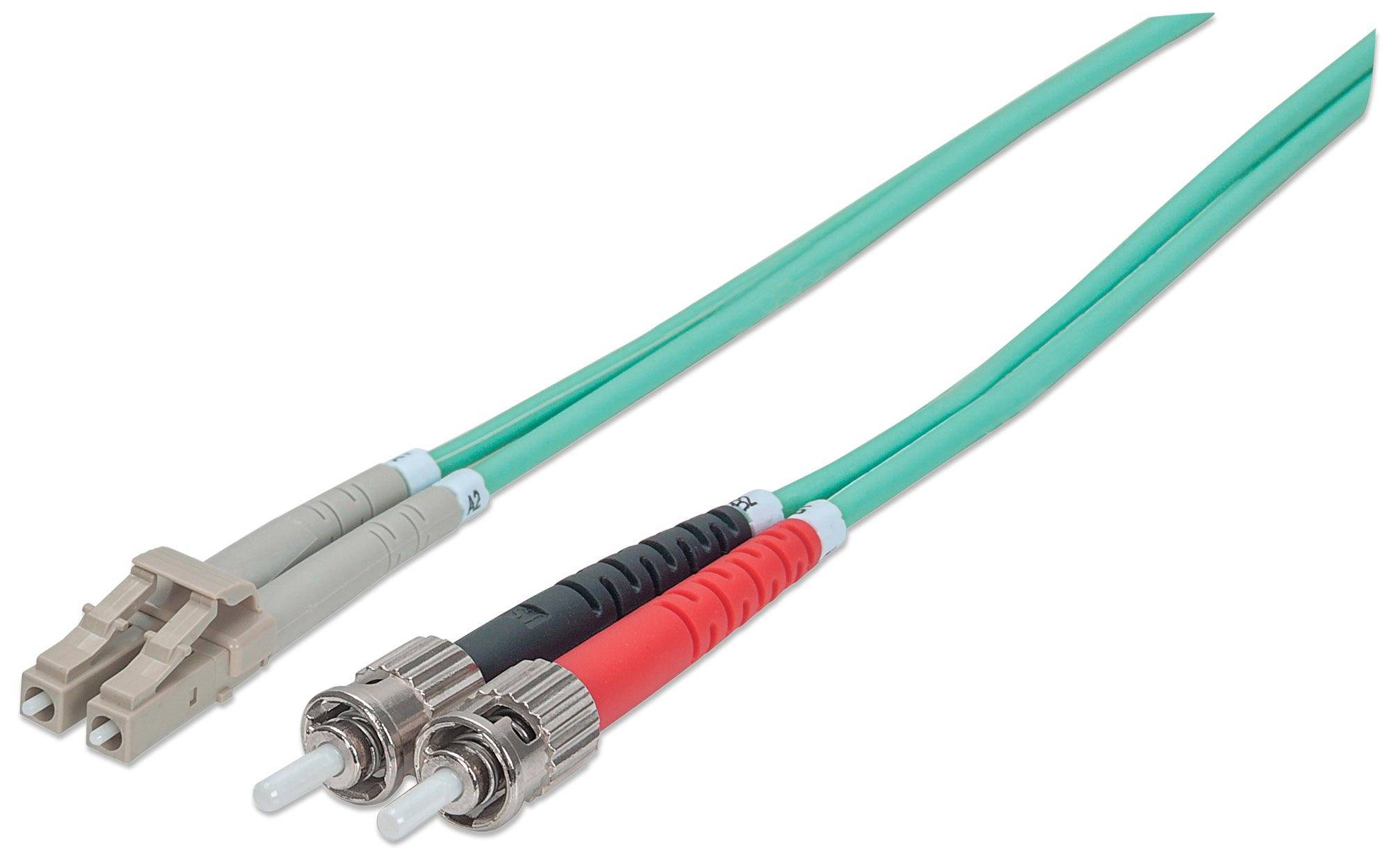 Intellinet 751117 Glasfaser LWL Anschlusskabel 1.00m Türkis [1x ST-Stecker - 1x LC-Stecker] 50/125 µ Multimode OM3