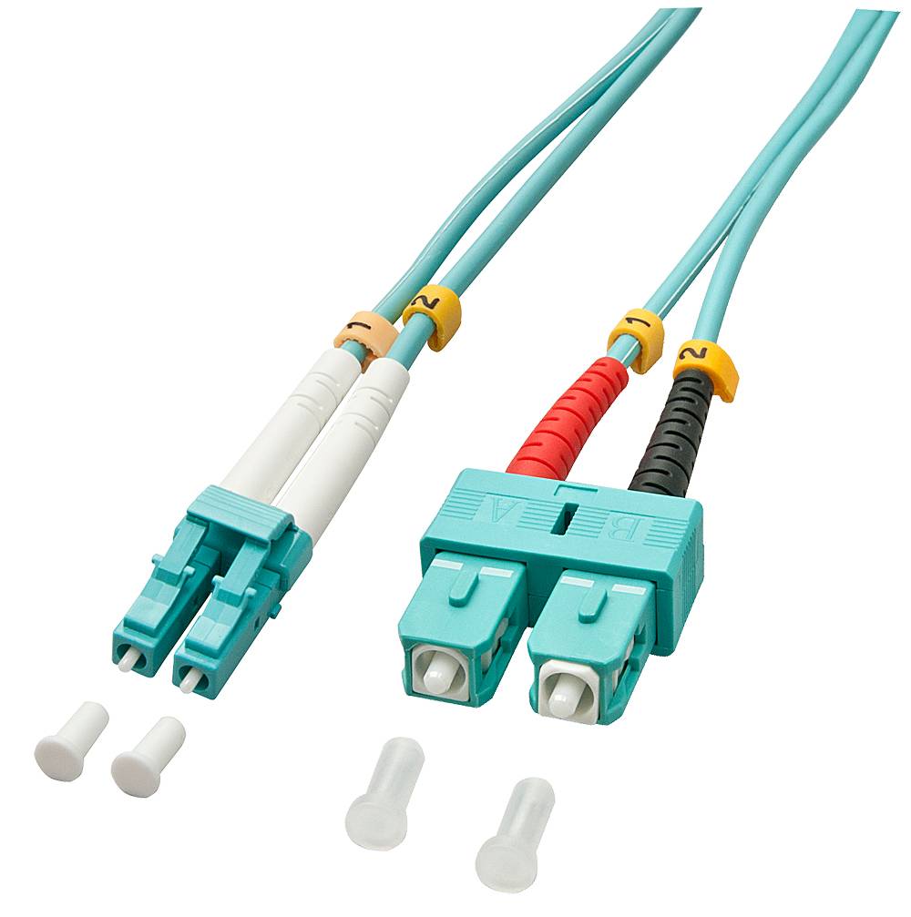 LINDY 46392 Glasfaser LWL Anschlusskabel [1x LC-Stecker - 1x SC-Stecker] 50/125 µ Multimode OM3 3.00 m