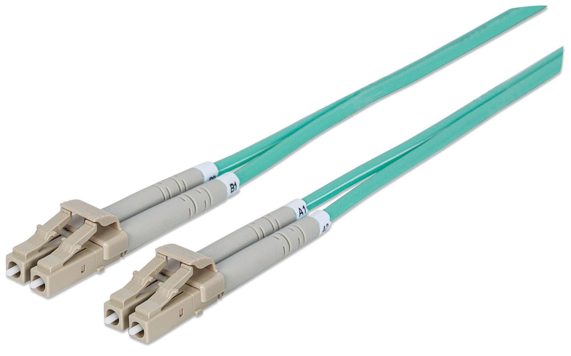 Intellinet 750134 Glasfaser LWL Anschlusskabel 2.00m Türkis [1x LC-Stecker - 1x LC-Stecker] 50/125 µ Multimode OM3