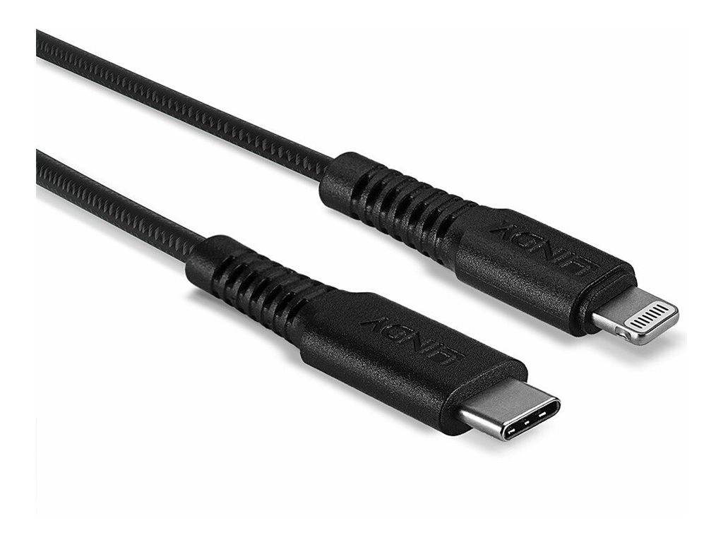 LINDY USB-Kabel USB 2.0 Apple Lightning Stecker, USB-C® Stecker 1.00 m Schwarz 31286