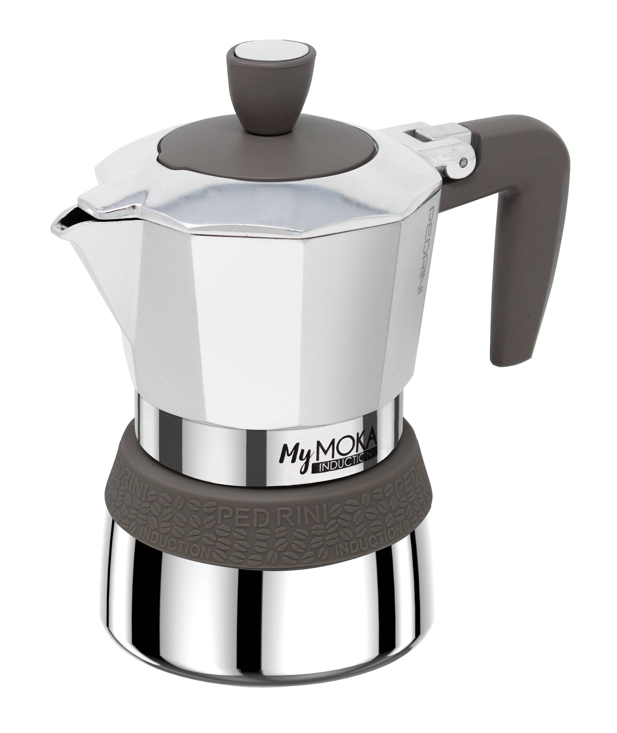 Pedrini MyMoka induction, Mokka-Kanne, Braun, Edelstahl, Aluminium, Silikon, Edelstahl, 3 Tassen, MyMoka induction, 1 St