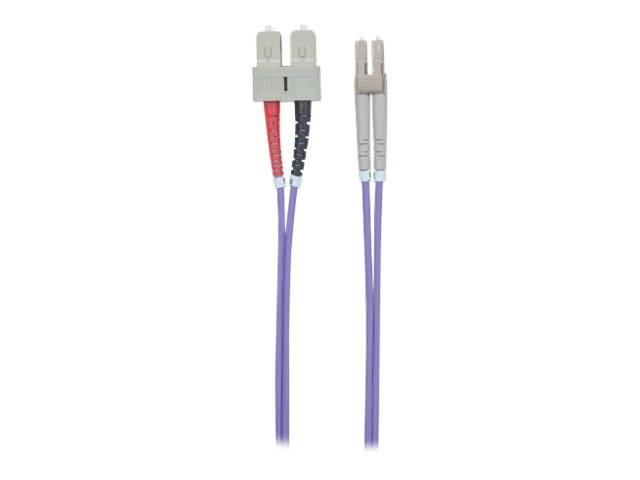 Intellinet 751049 Glasfaser LWL Anschlusskabel 1.00m Lila, Violett [1x LC-Stecker - 1x SC-Stecker] 50/125 µ Multimode OM4