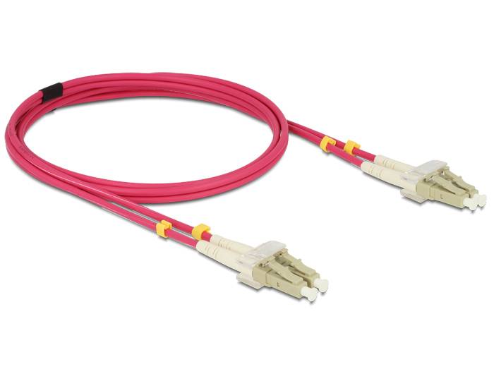 Delock 84641 Glasfaser LWL Anschlusskabel [1x LC-Stecker - 1x LC-Stecker] 50/125 µ Multimode OM4 2.00 m