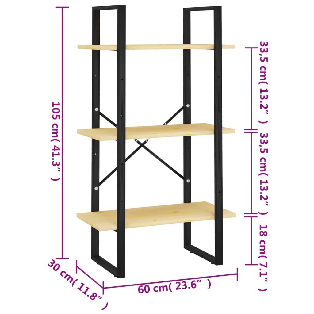 vidaXL Standregal 60x30x105 cm Massivholz Kiefer