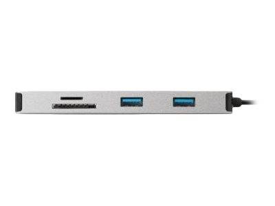club3D CSV-1594 9 Port USB 3.1 Gen 1-Hub mit eingebautem Netzwerk-Anschluss, mit eingebautem SD-Kartenleser, mit USB-C® Stecker Silber