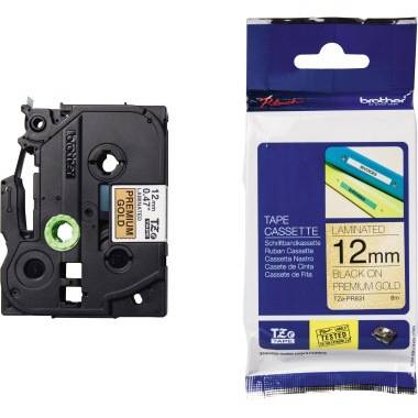 Schriftband Brother TZe-PR831 Bandfarbe: Gold Schriftfarbe:Schwarz 12 mm 8 m