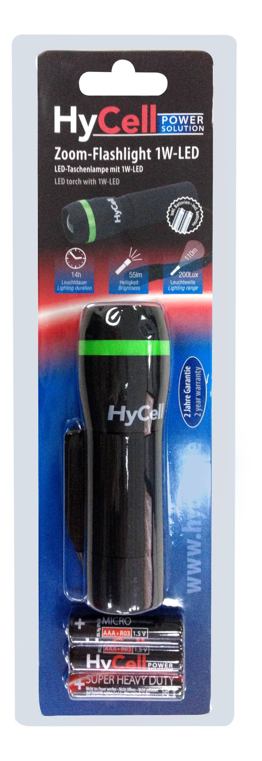 HyCell Mini LED Taschenlampe zoombar & fokussierbar inkl. AAA Batterien - Handliche LED