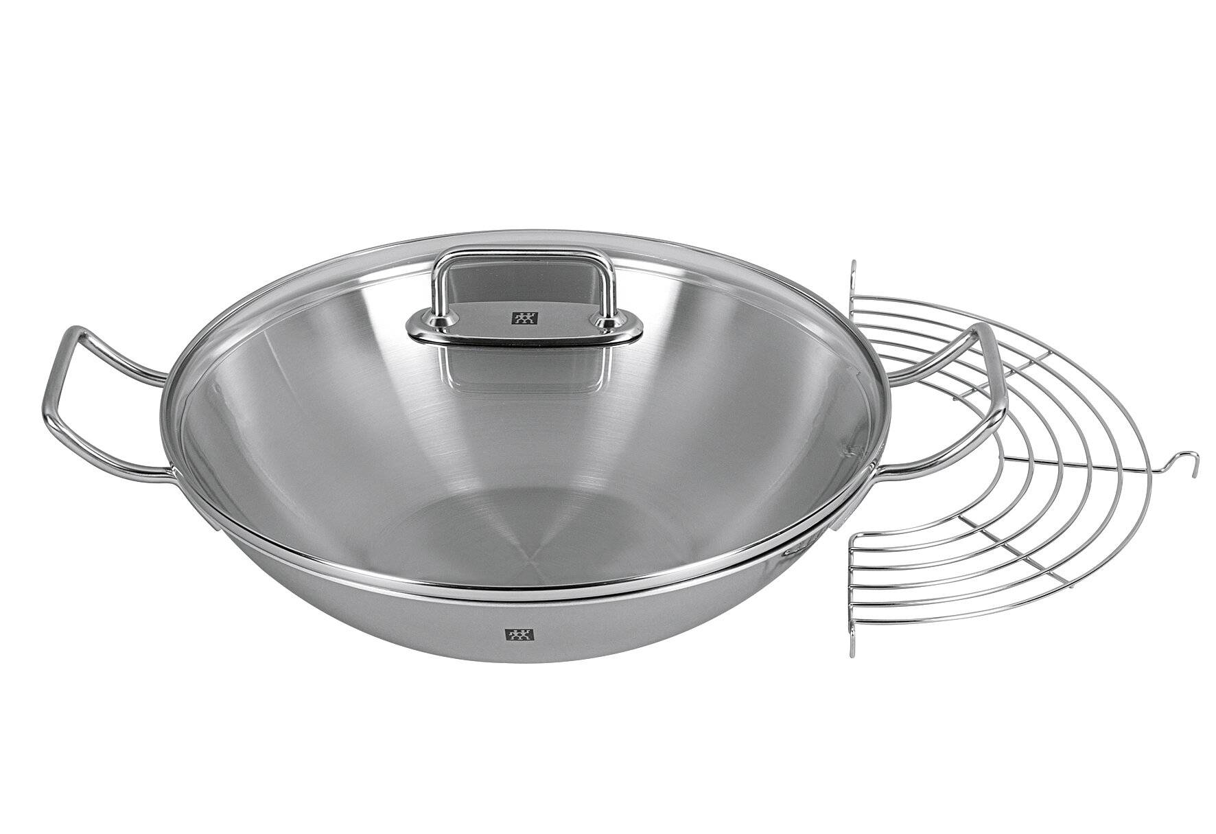 ZWILLING Wok, Inkl. Glasdeckel und herausnehmbaren Gittereinsatz, Induktionsgeeignet, Ø 32 cm,