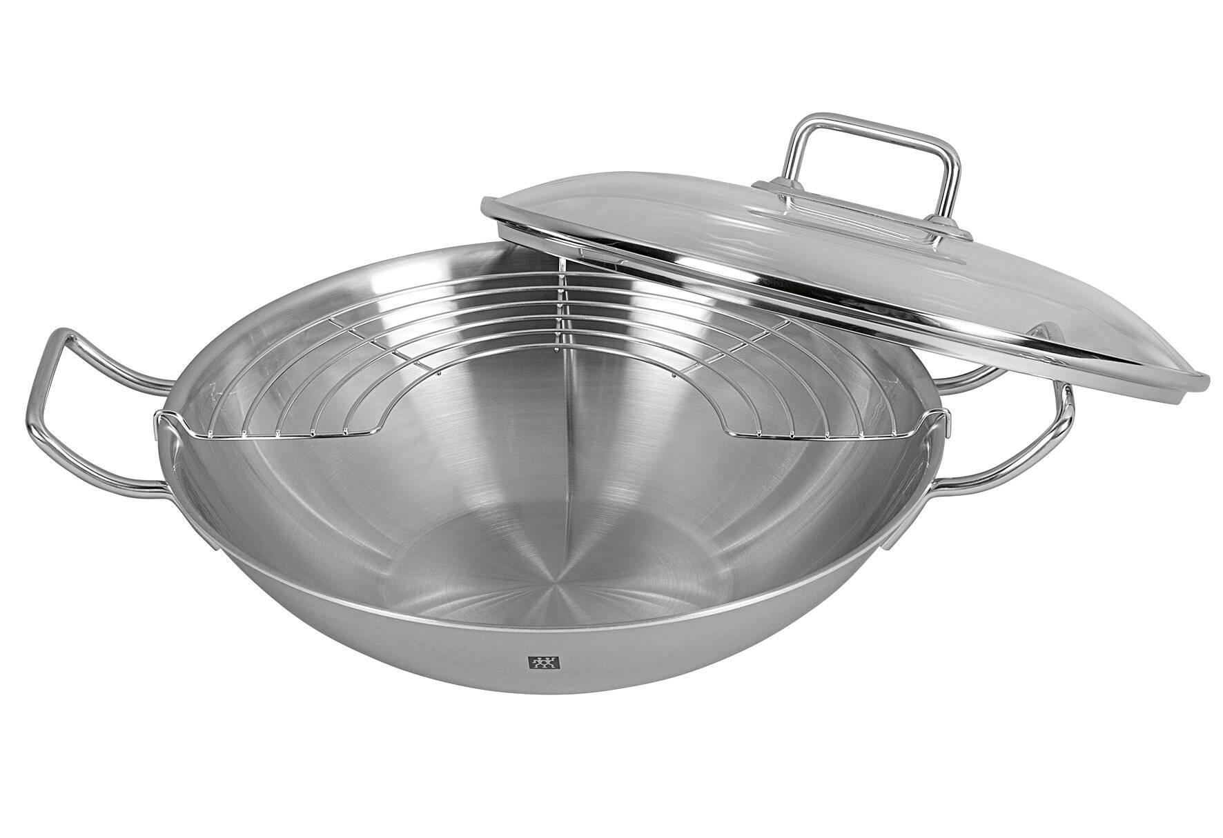 ZWILLING Wok, Inkl. Glasdeckel und herausnehmbaren Gittereinsatz, Induktionsgeeignet, Ø 32 cm,