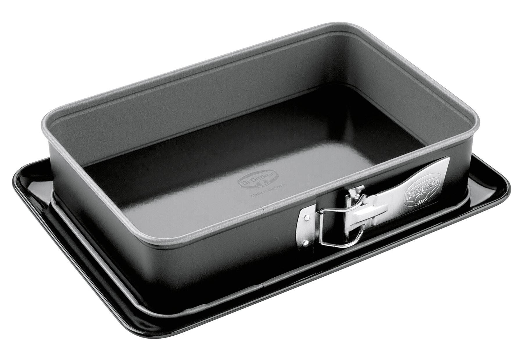 Dr. Oetker Rechteck-Springform mit Emaille-Boden 28 x 18 cm Emaille-Boden, eckiges