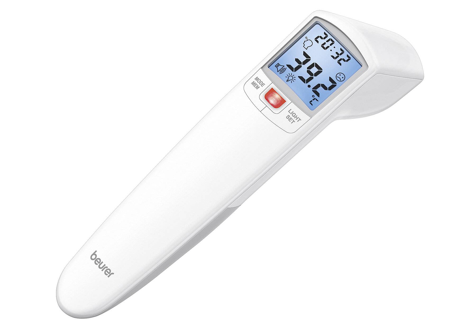 Beurer FT100 Fieberthermometer Mit Fieberalarm, Mit LED Beleuchtung, Berührungsloses messen