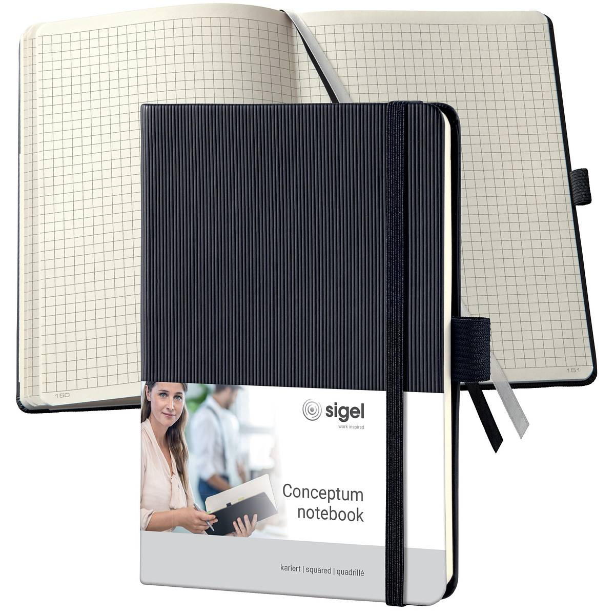 Sigel CONCEPTUM® CO131 Notizbuch kariert Schwarz Anzahl der Blätter: 97 DIN A6