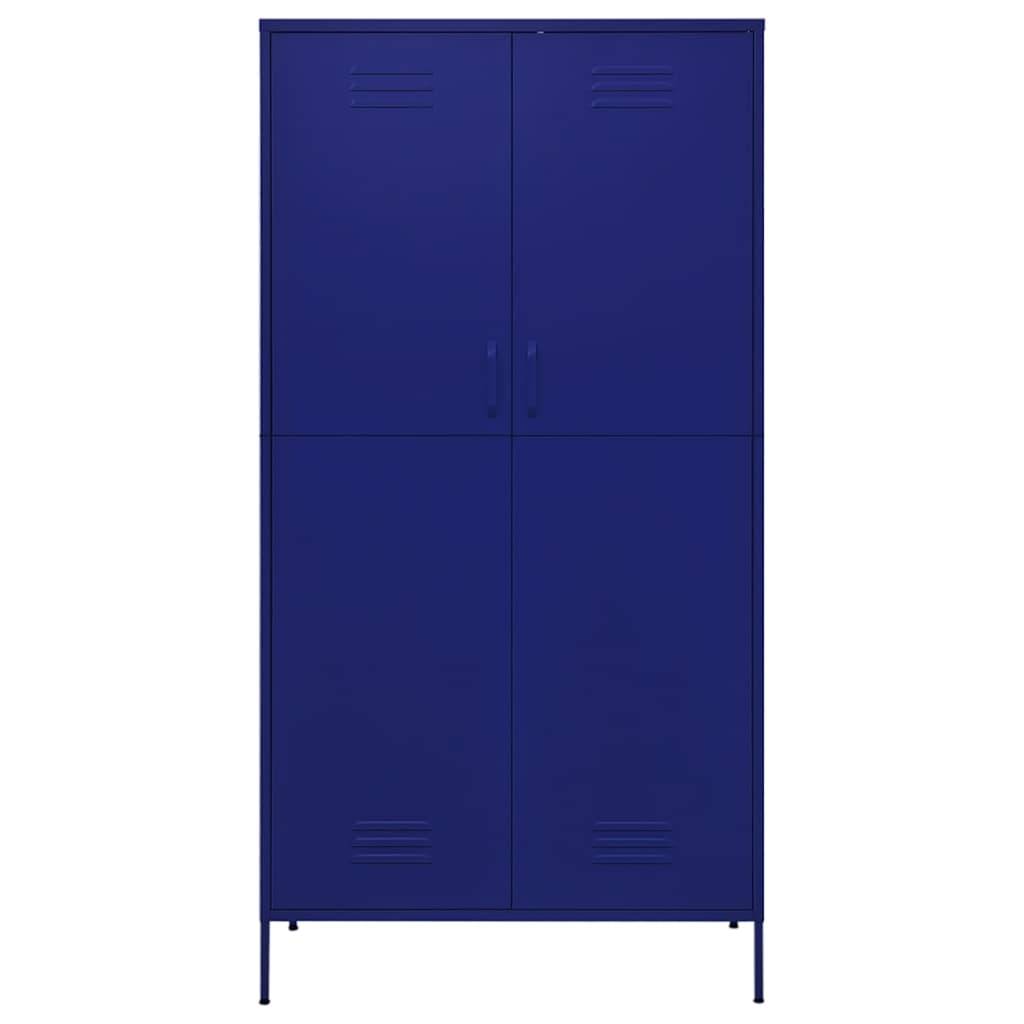 vidaXL Kleiderschrank Marineblau 90x50x180 cm Stahl