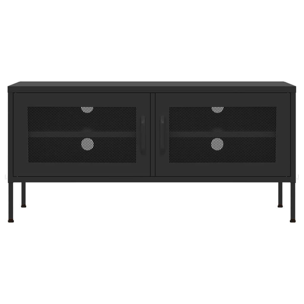 vidaXL TV-Schrank Schwarz 105x35x50 cm Stahl