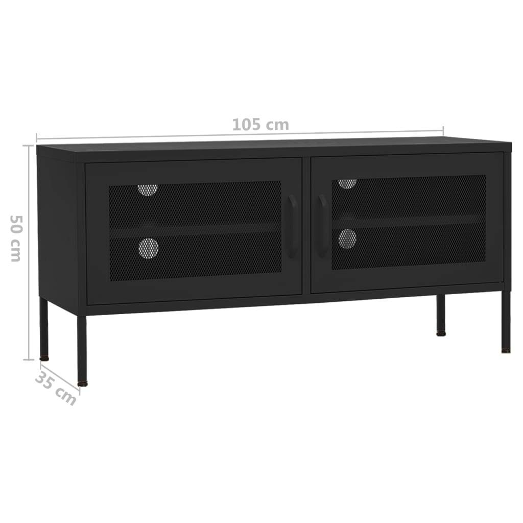 vidaXL TV-Schrank Schwarz 105x35x50 cm Stahl