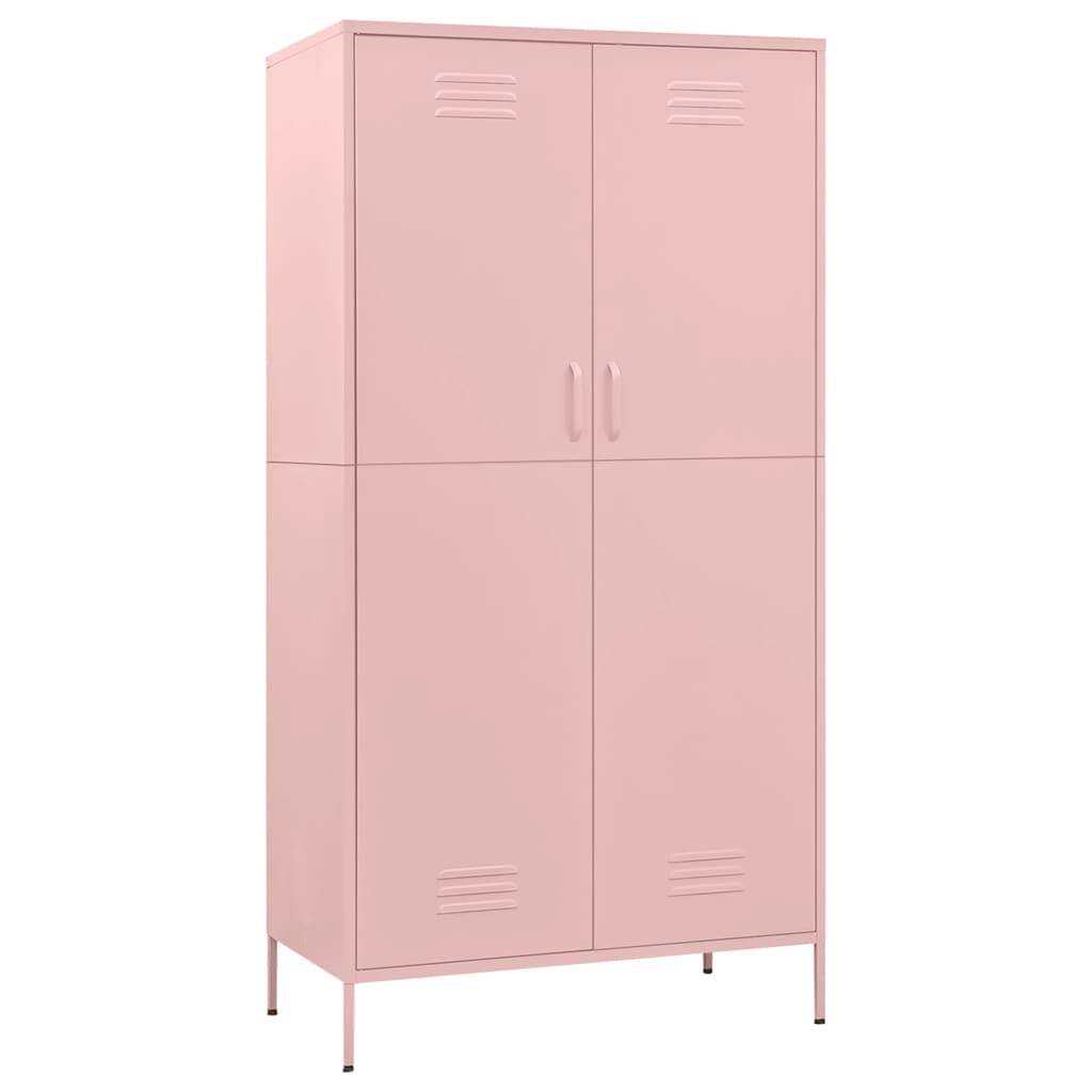 vidaXL Kleiderschrank Rosa 90x50x180 cm Stahl