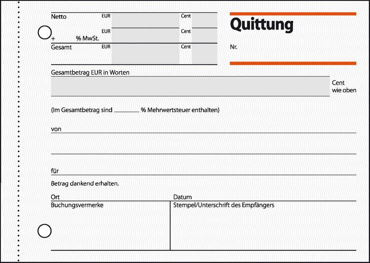 Sigel Quittung QU615 DIN A6 quer 50Blatt