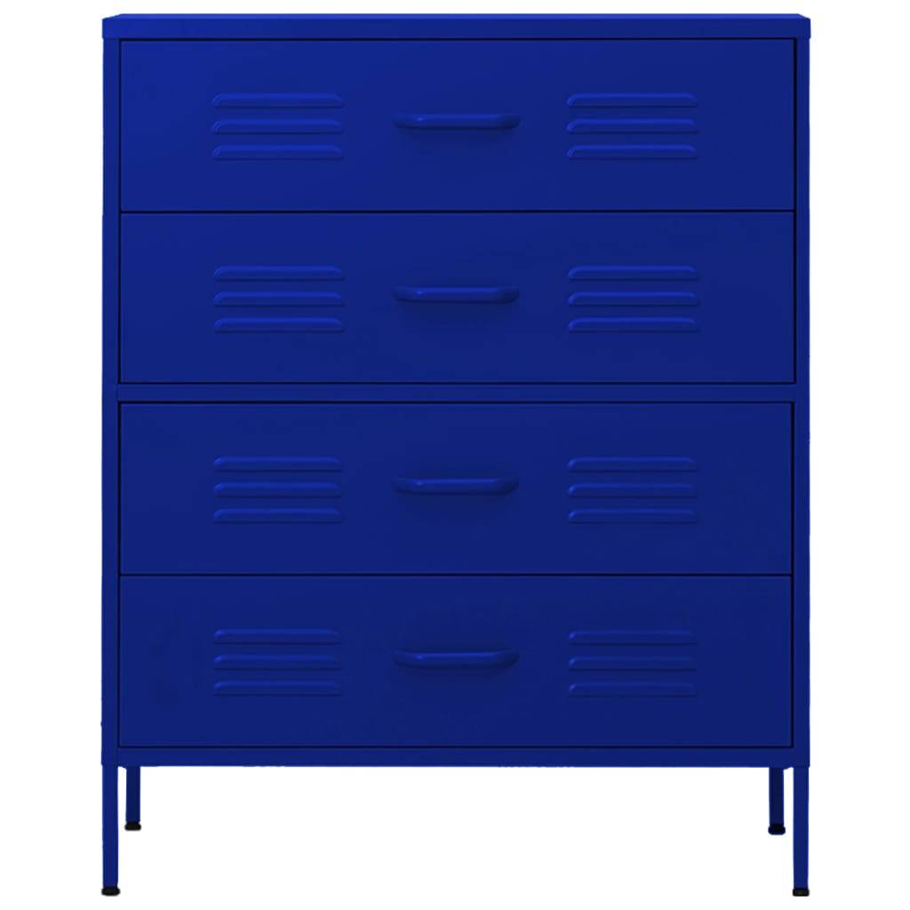 vidaXL Kommode Marineblau 80x35x101,5 cm Stahl