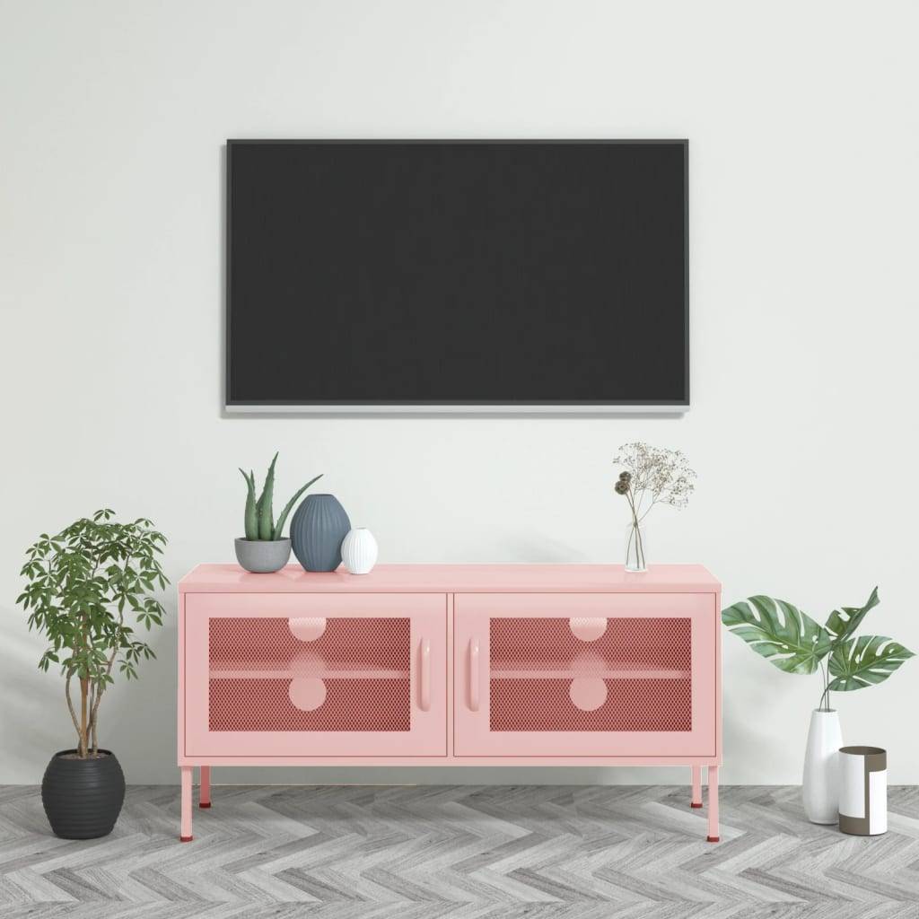 vidaXL TV-Schrank Rosa 105x35x50 cm Stahl