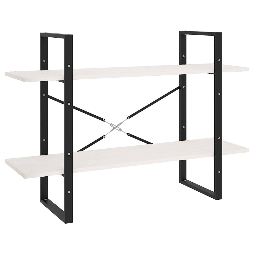 vidaXL Bücherregal 2 Böden Weiß 100x30x70 cm Massivholz Kiefer