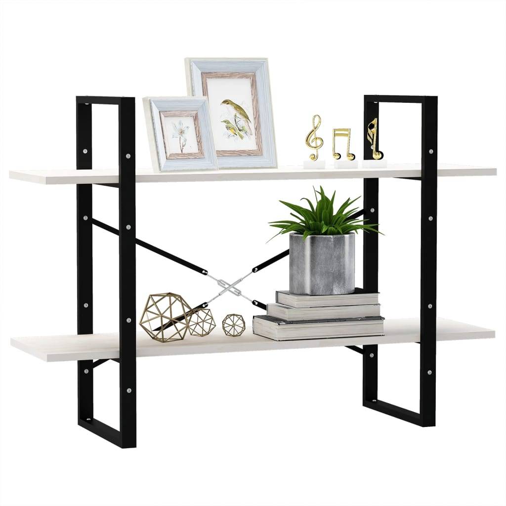 vidaXL Bücherregal 2 Böden Weiß 100x30x70 cm Massivholz Kiefer
